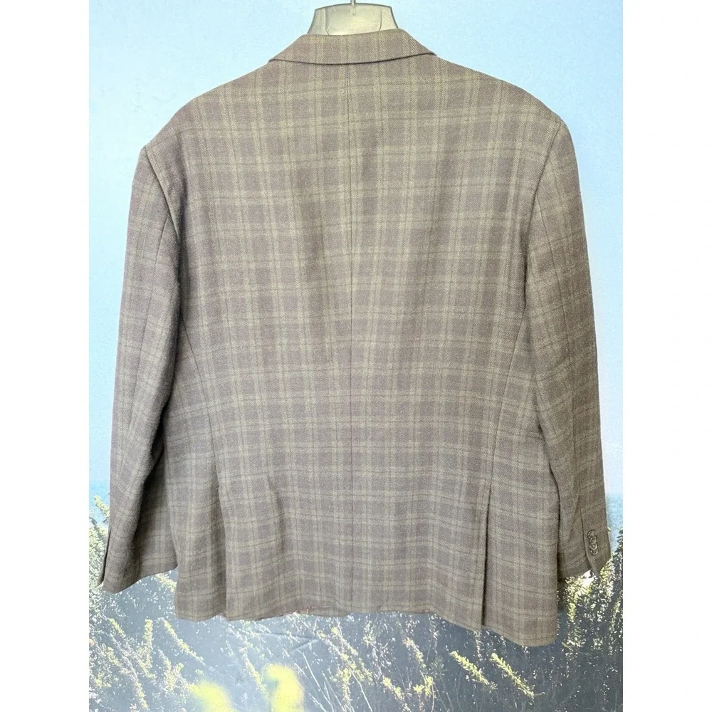 Tommy Hilfiger Men's 50L Plaid Wool Blazer Sport Coat Classic Fit